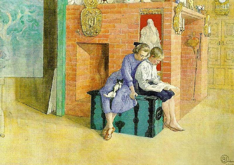 Carl Larsson tre om en bok-kersti och esbjorn samt muff